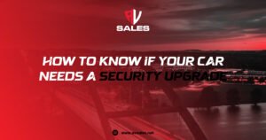 Driver checking phone app for Toyota security upgrade alerts and smart car alarm notifications